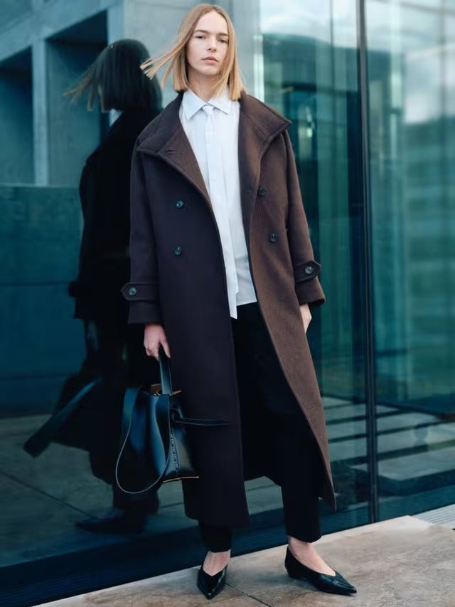 Selected Women's Madeline Wool Blend V Neck Overcoat - Delicioso EU 38/UK 10