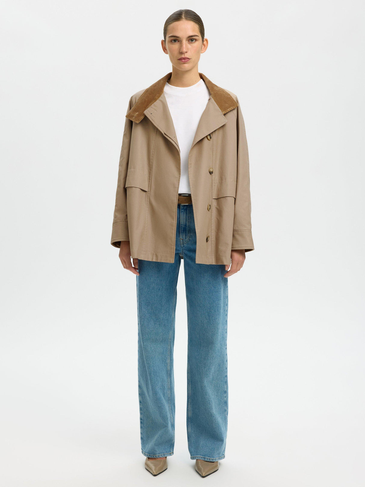Selected Kylie Oversized Cotton Seasonal Workwear Jacket Weathered Teak - 38