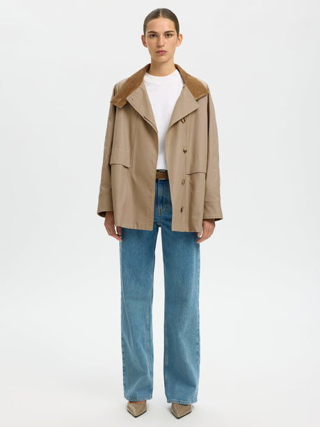 Selected Kylie Oversized Cotton Seasonal Workwear Jacket Weathered Teak - 38