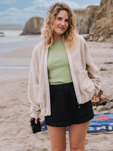 Passenger Lucia Sherpa Zip-Up Plain Long-Sleeve Fleece - Cream - Medium