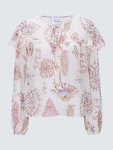 Hayley Menzies Women's Dylan Ruffle Silk Rich Blouse Top - Multi - Medium