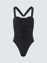 NAIA Beach Selene Womens Nylon Halter Neck Plain Swimsuit Black - Size 10