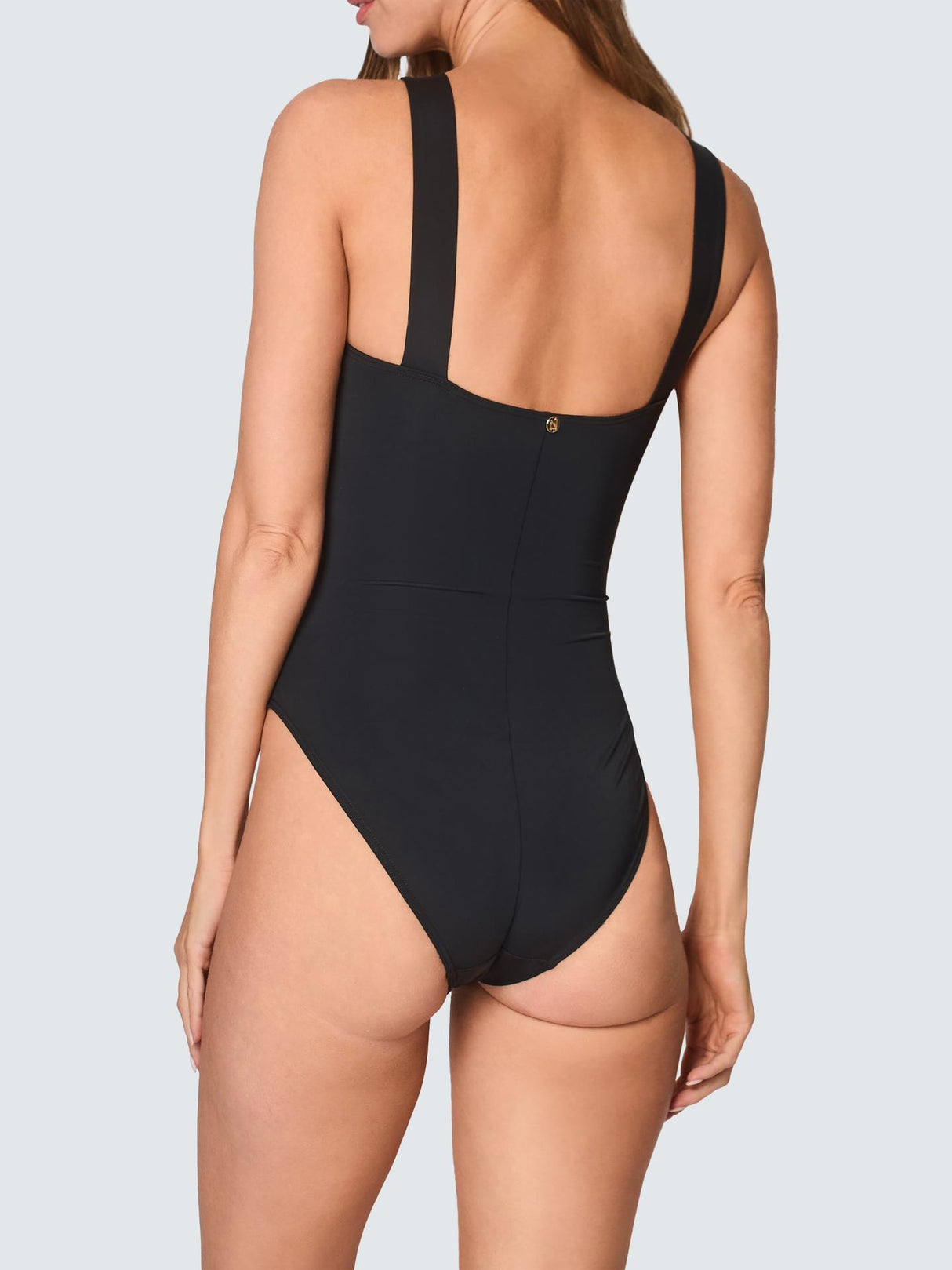NAIA Beach Selene Womens Nylon Halter Neck Plain Swimsuit Black - Size 10