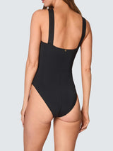 NAIA Beach Selene Womens Nylon Halter Neck Plain Swimsuit Black - Size 10