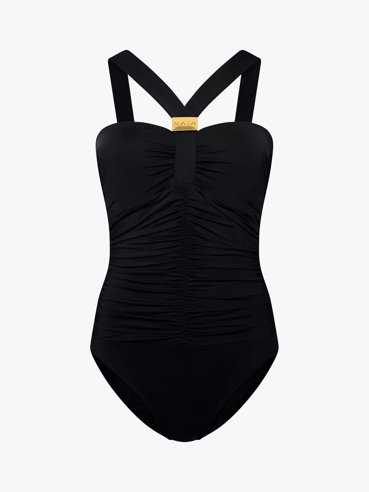 NAIA Beach Women's Selene Padded Halter Neck Swimsuit - Black - Size 12