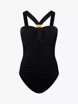 NAIA Beach Women's Selene Padded Halter Neck Swimsuit - Black - Size 12