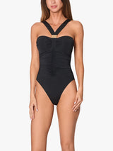 NAIA Beach Women's Selene Halter Neck One Piece Swimsuit - Black - UK 16