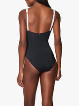 NAIA Beach Riviera Plunge Women's One Piece Swimsuit UK 12 Black/White Gold