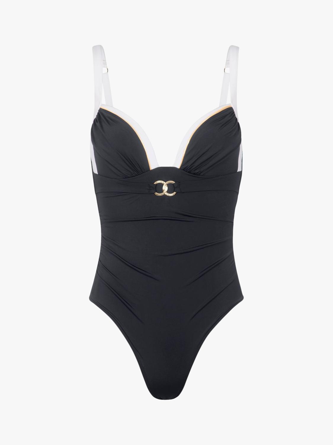 NAIA Beach Riviera Plunge Women's One Piece Swimsuit UK 12 Black/White Gold