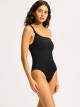 Seafolly Collective One Shoulder women' Adjustable Swimsuit Black - Size 12
