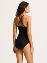 Seafolly Collective Women's Twist Halter One-Piece Swimsuit - UK 14 - Black