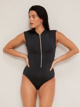 Seafolly Women's Non-Wired Zip Front One Piece Swimsuit - Black - Size 10