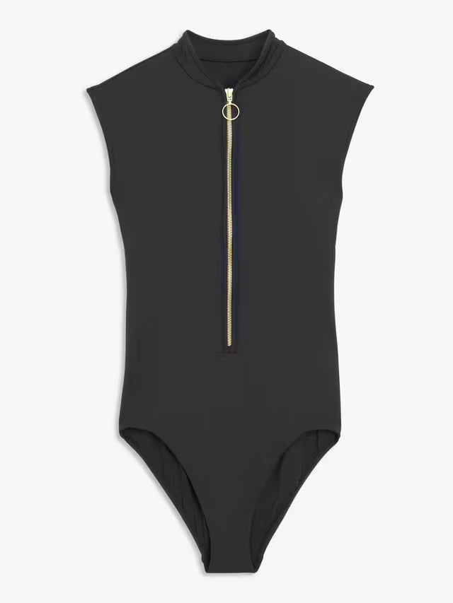 Seafolly Women's Non-Wired Zip Front One Piece Swimsuit - Black - Size 10