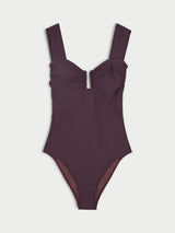By Malene Birger Cocessia Cut Out Women's Swimsuit - Size Large - Aubergine