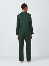 John Lewis Women's Piped Trim Pure Silk Long Sleeve Pyjama Set - Scarab - L