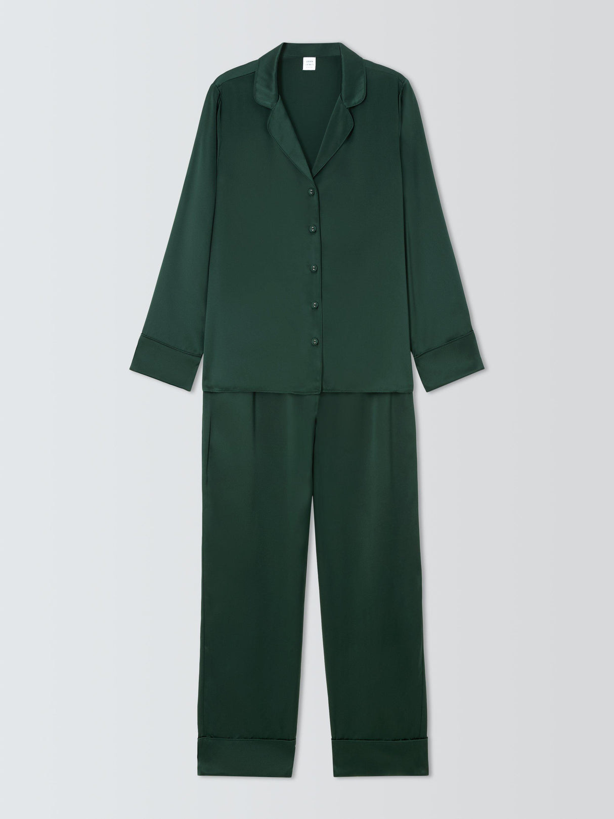 John Lewis Women's Piped Trim Pure Silk Long Sleeve Pyjama Set - Scarab - L