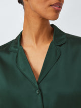 John Lewis Women's Piped Trim Pure Silk Long Sleeve Pyjama Set - Scarab - L