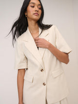 Nobody's Child Petite Boyfriend Short Sleeve Women's Blazer - Cream UK 14