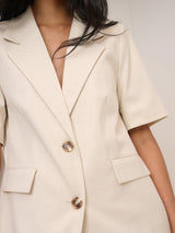 Nobody's Child Petite Boyfriend Short Sleeve Women's Blazer - Cream UK 14