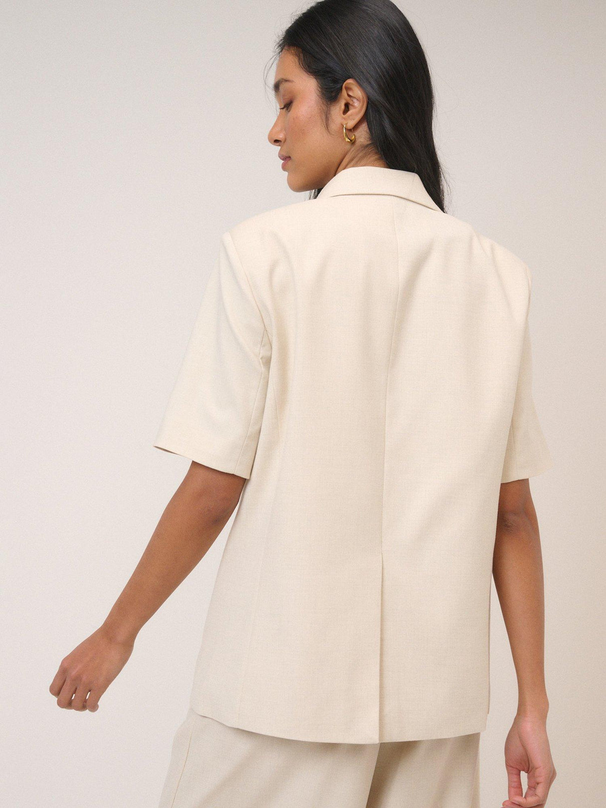Nobody's Child Petite Boyfriend Short Sleeve Women's Blazer - Cream UK 14