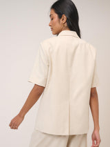 Nobody's Child Petite Boyfriend Short Sleeve Women's Blazer - Cream UK 14