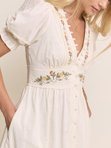 Nobody's Child Elizabeth Scarlett Saffy Embroidered Midi Dress - White UK 12
