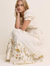 Nobody's Child Elizabeth Scarlett Saffy Embroidered Midi Dress - White UK 12
