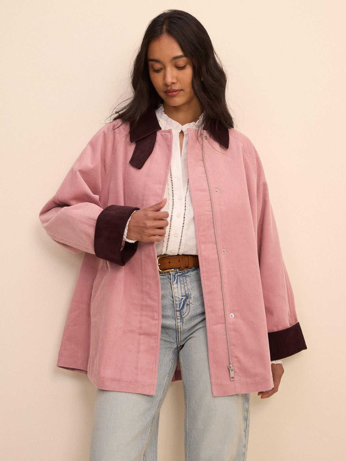 Nobodys Child Freddie Women's Corduroy Barn Casual Coat Jacket Small - Pink