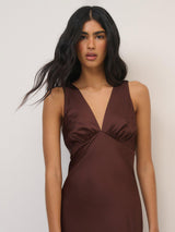 Nobody's Child Bridesmaids Joey Sleeveless Plain Midaxi Dress - Brown UK 6