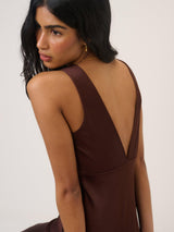Nobody's Child Bridesmaids Joey Midaxi V-Neck Dress Viscose Brown - Size 14