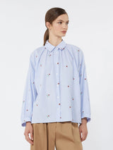 NEW Weekend MaxMara Butterfly Women's Embroidered Stripe Shirt Blue/Multi UK 12
