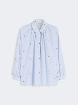 NEW Weekend MaxMara Butterfly Women's Embroidered Stripe Shirt Blue/Multi UK 12