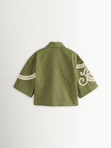 Weekend MaxMara Como Women's Relaxed Embroidered Shacket Khaki/Cream Size 8