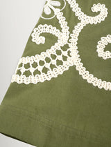 Weekend MaxMara Como Women's Relaxed Embroidered Shacket Khaki/Cream Size 8