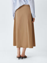 Weekend MaxMara Zattera Cotton Drape A-Line Maxi Skirt - UK 10 - Tobacco