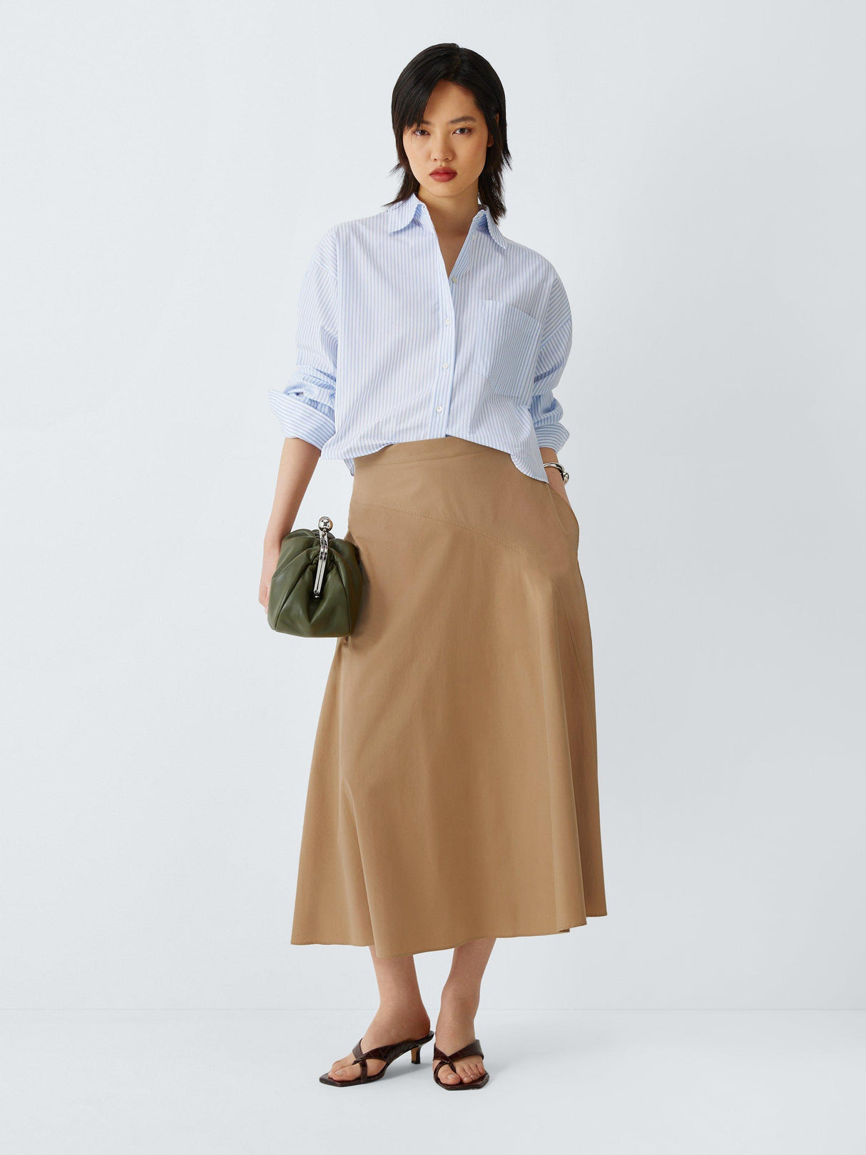 Weekend MaxMara Zattera Cotton Drape A-Line Maxi Skirt - UK 10 - Tobacco