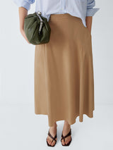 Weekend MaxMara Zattera Cotton Drape A-Line Maxi Skirt - UK 10 - Tobacco