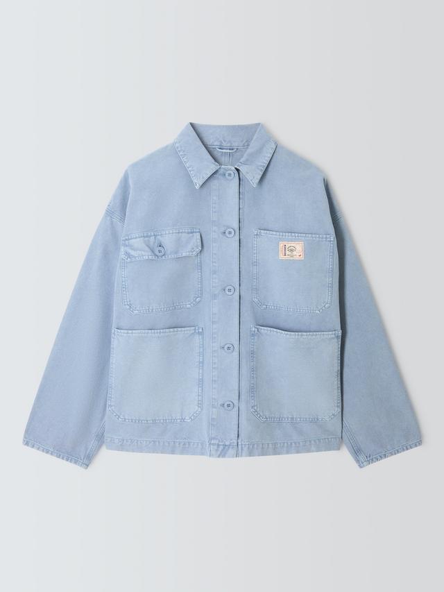Weekend MaxMara Album Cotton Workwear Button Jacket - Light Blue - UK 8