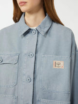 Weekend MaxMara Album Cotton Workwear Button Jacket - Light Blue - UK 8