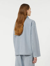 Weekend MaxMara Album Cotton Workwear Button Jacket - Light Blue - UK 8