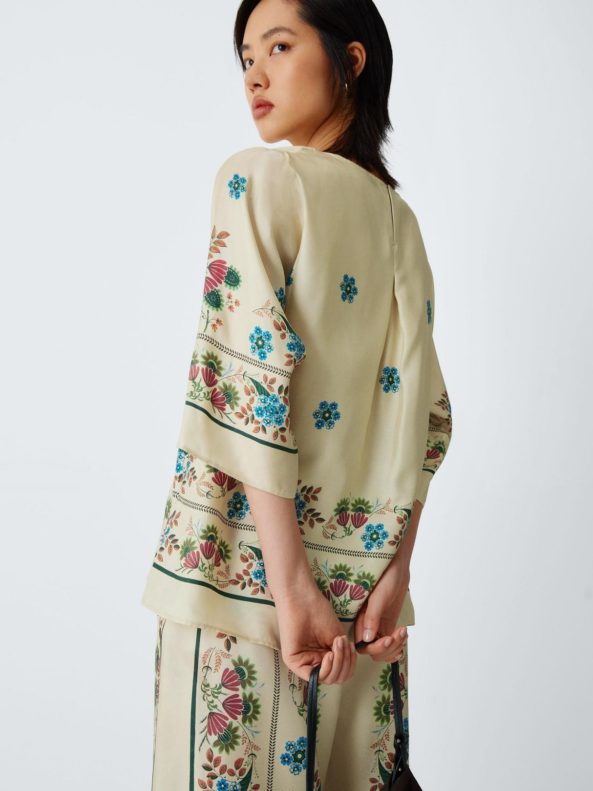 Weekend MaxMara Samba 3/4 Sleeve Floral Regular Silk Top - Ivory - UK 18