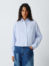 Weekend MaxMara Women's Eden Cotton Stripe Short Shirt - Light Blue - UK 10