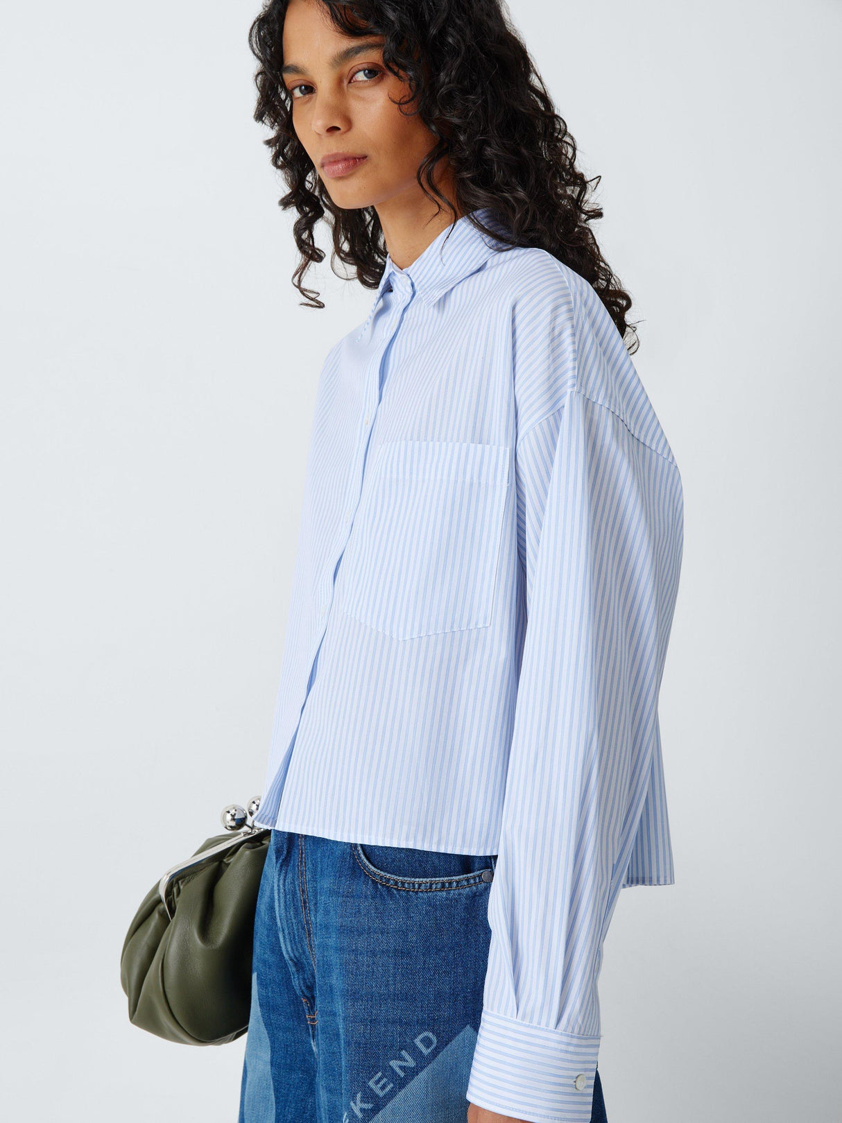Weekend MaxMara Women's Eden Cotton Stripe Short Shirt - Light Blue - UK 10