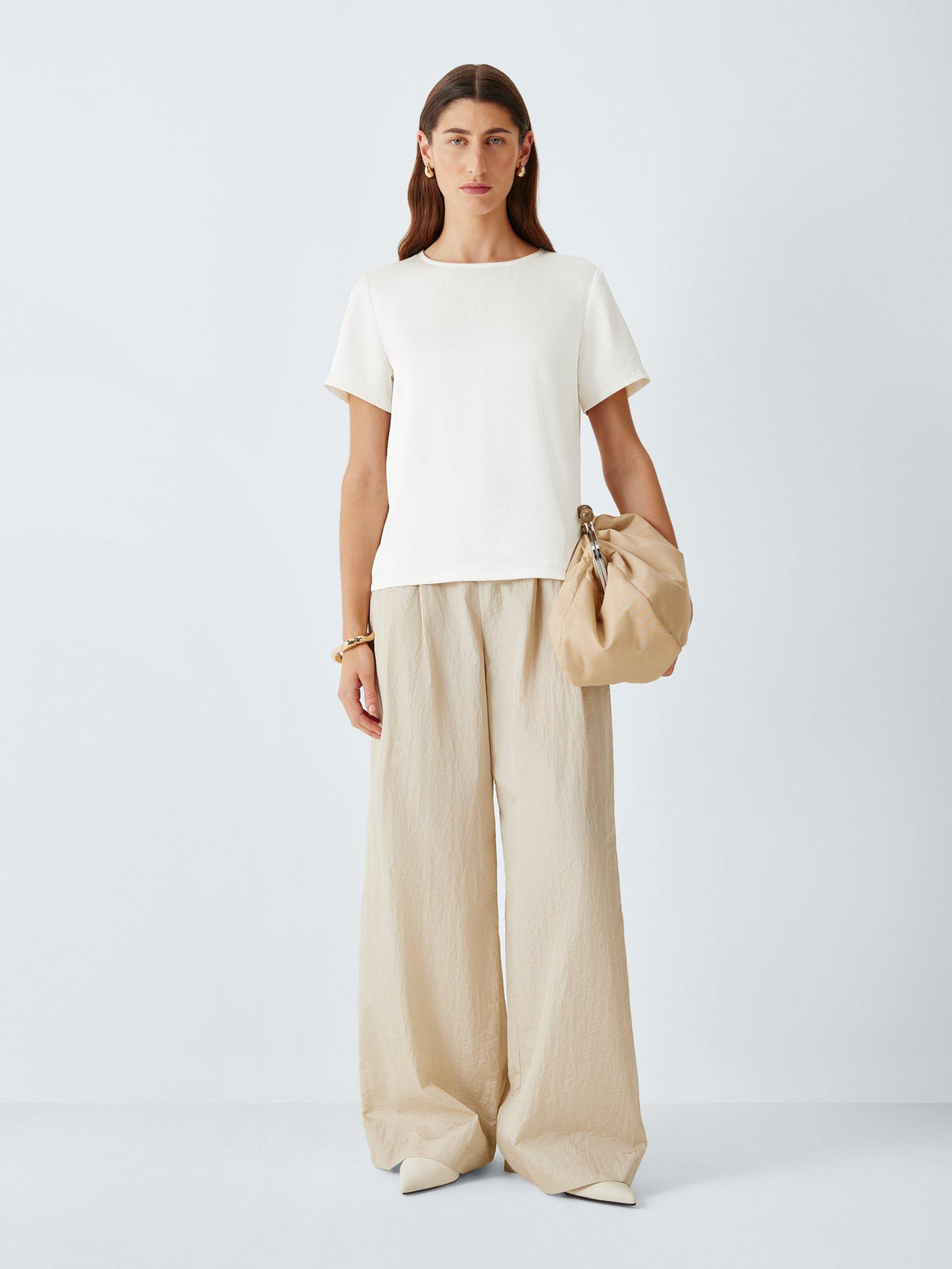 Weekend MaxMara Zona Round Neck Short Sleeve Plain Women's Top - White Small