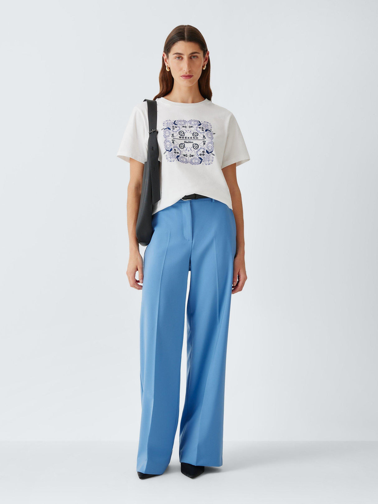 Weekend MaxMara Visivo Virgin Wool Wide Leg Trousers - UK14 - Light Blue