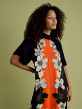 FLORERE High Neck Floral Short Sleeve Trapeze Maxi Dress - Multi Size 12