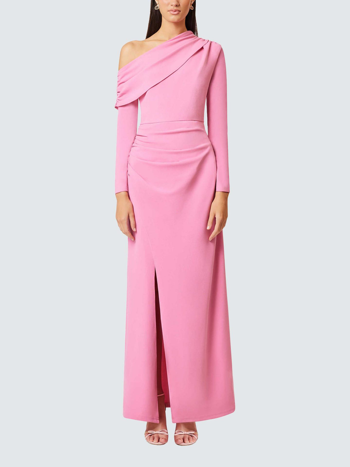 Elliatt Jamie Womens Polyester Asymmetric Ball Gown Maxi Dress Pink - Size L