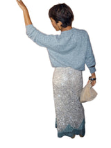 Never Fully Dressed Maeva Sequin Lace Trim Party Mini Skirt - UK 8 - Silver