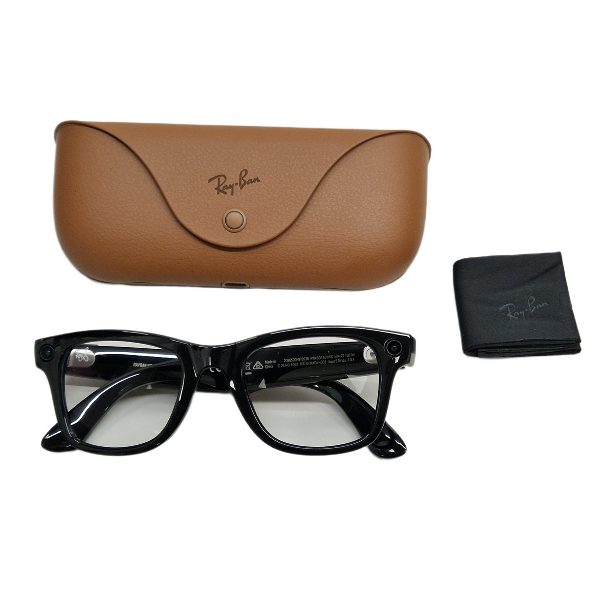 Ray-Ban Wayfarer Meta AI Bluetooth Audio Smart Glasses - Shiny Black/Clear