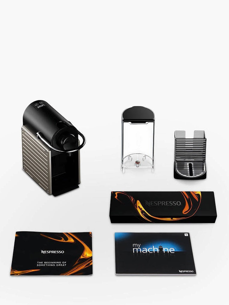 Nespresso Krups Pixie XN304T40 1260W Pod Coffee Machine - Black/Titanium